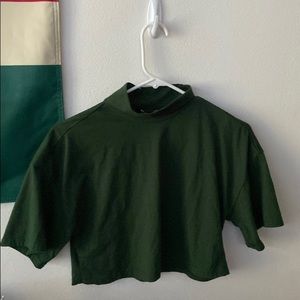 Dark Green/Forest Green Turtleneck Crop top